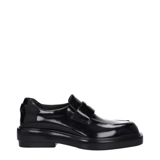 Prada – Black Leather Slip-On Loafers with Logo Detail