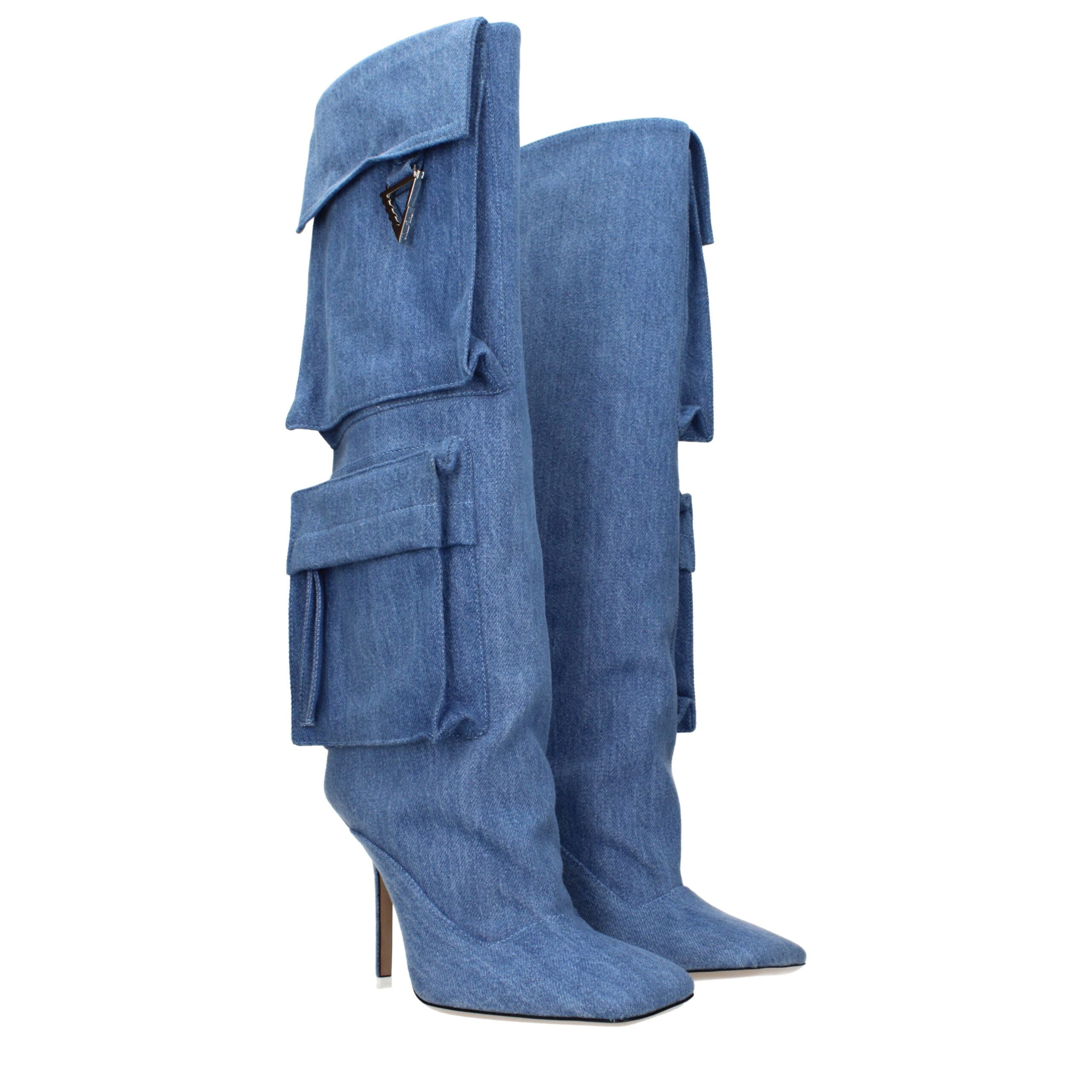 The Attico – Light Blue Fabric Boots
