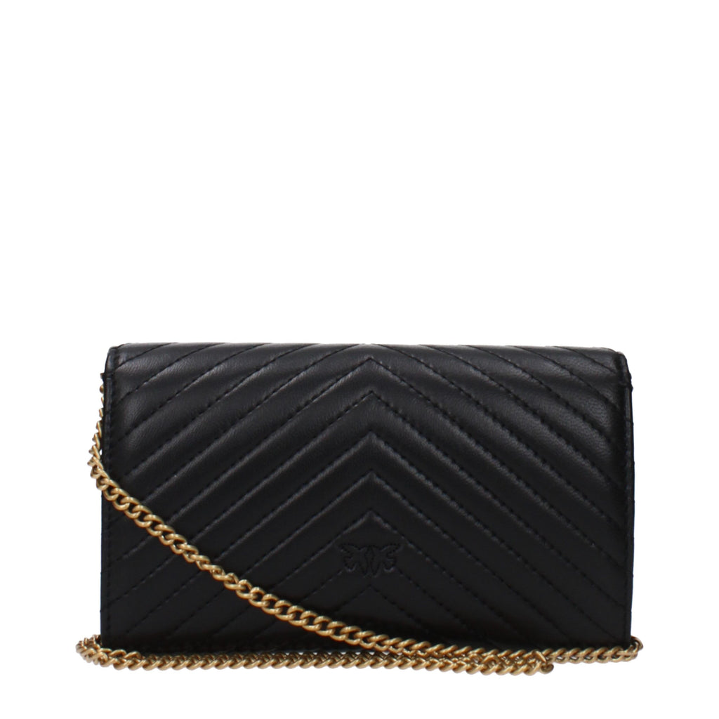 Pinko – Black Leather Clutch Bag