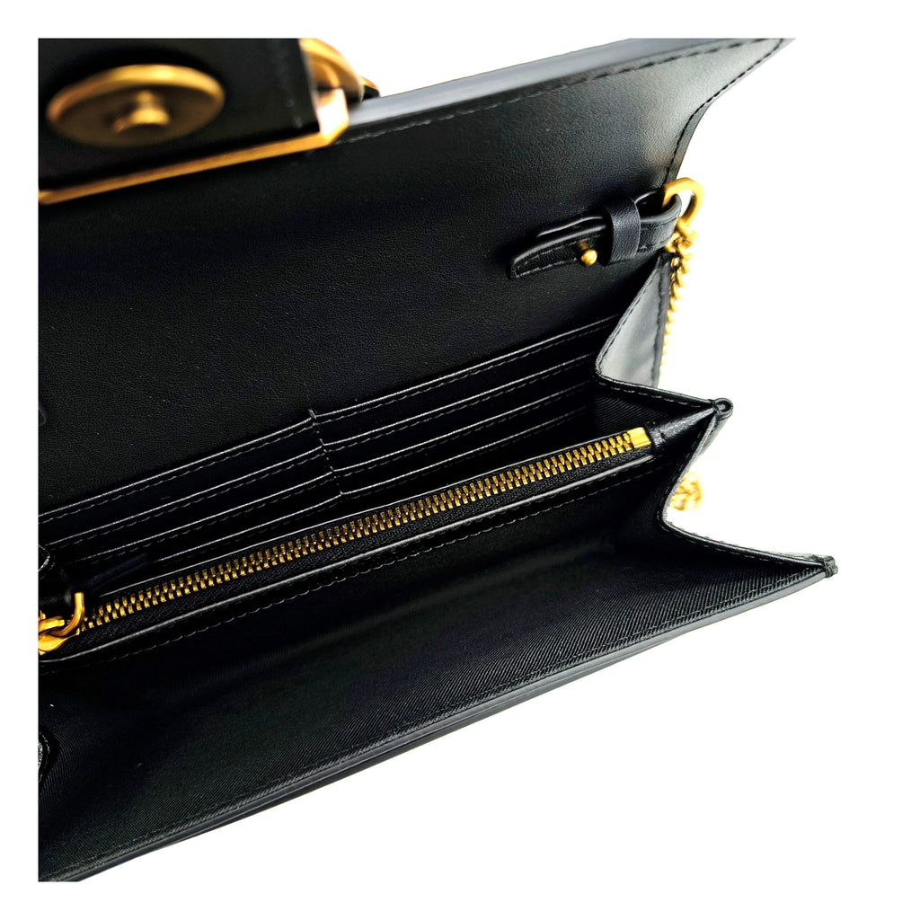 Pinko – Black Leather Vintage-Effect Clutch