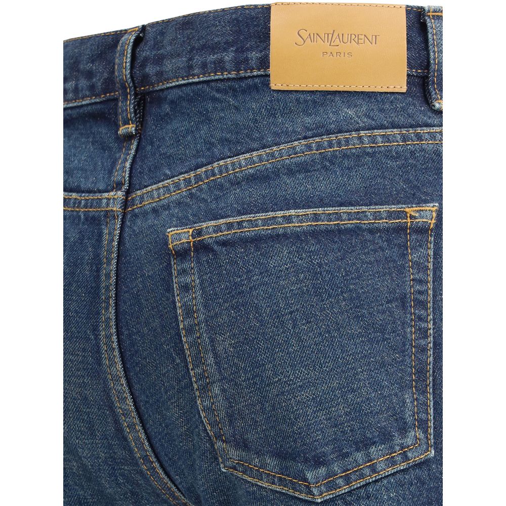 Saint Laurent - Blue Cotton Straight-Leg Jeans