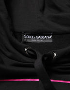 Dolce & Gabbana - Black Printed Hooded Men Sweatshirt Sweater