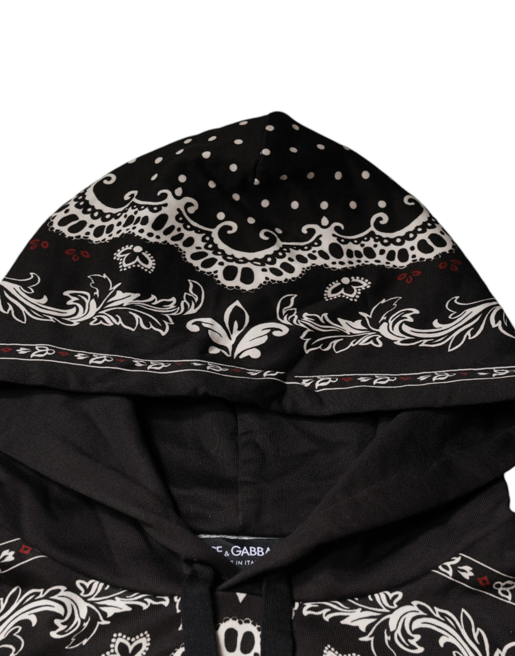 Dolce & Gabbana - Black Bandana Print Crown Logo Cotton Hoodie Sweater
