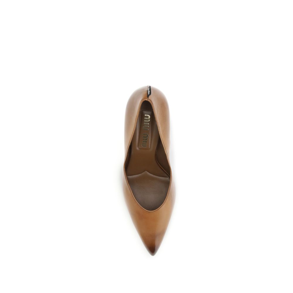Miu Miu - Beige Calf Leather Bos Taurus High Heel Pumps