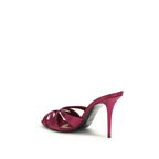 Saint Laurent - Bordeaux Silk Stiletto Heel Sandals