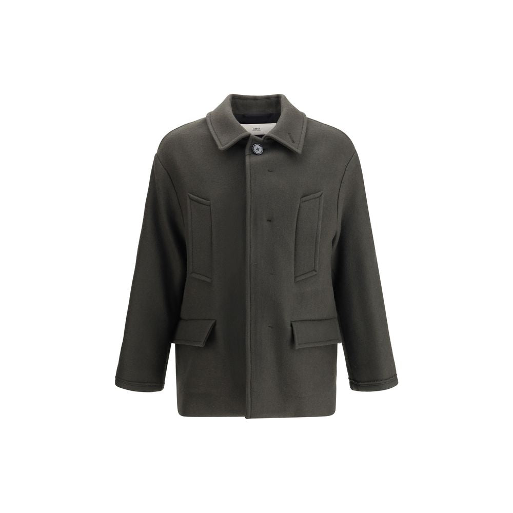 Ami Paris - Gray Fleece Wool Coat