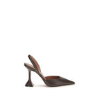 Amina Muaddi - Brown Calf Leather Bos Taurus High Heel Pumps