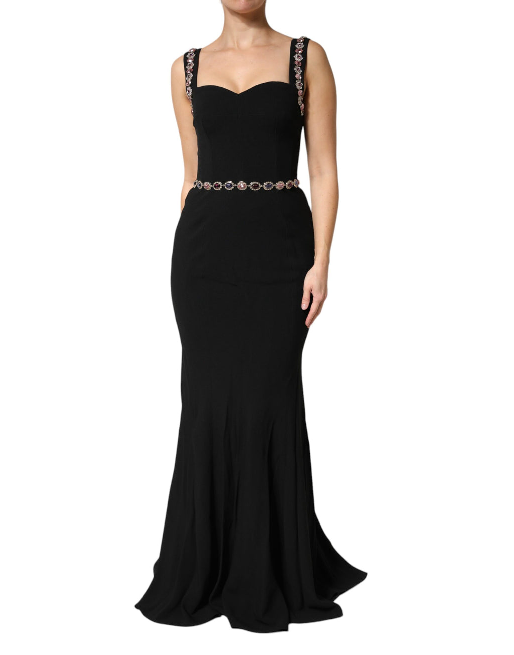 Dolce & Gabbana - Black Embellished Sheath MermaidGown Dress