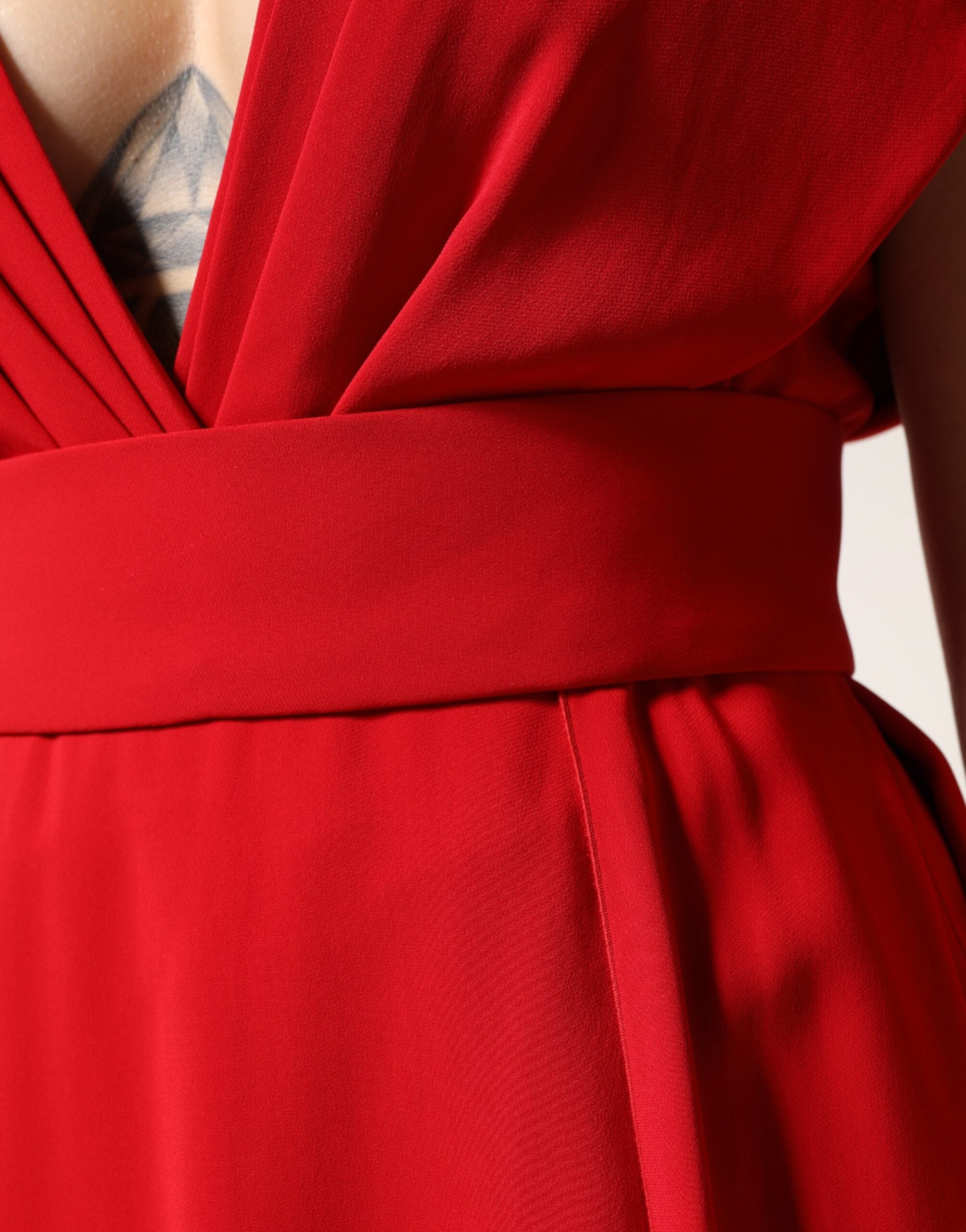 Dolce & Gabbana - Red Viscose Plunging Neckline Long Maxi Dress