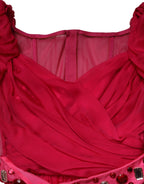 Dolce & Gabbana - Pink Silk Embellished A-line Midi Dress