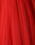 Dolce & Gabbana - Red Floral Off Shoulder A-line Gown Dress