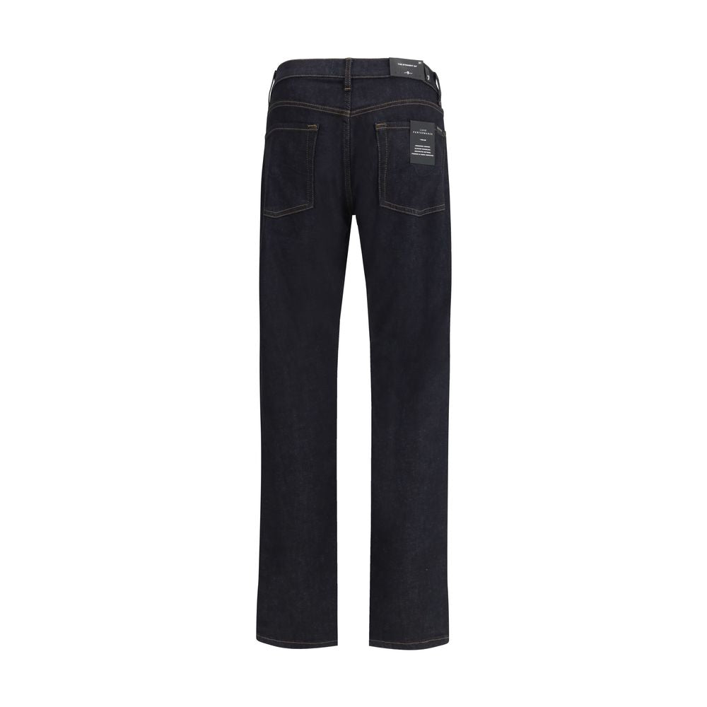 7FOR - Blue Cotton Straight-Leg Jeans