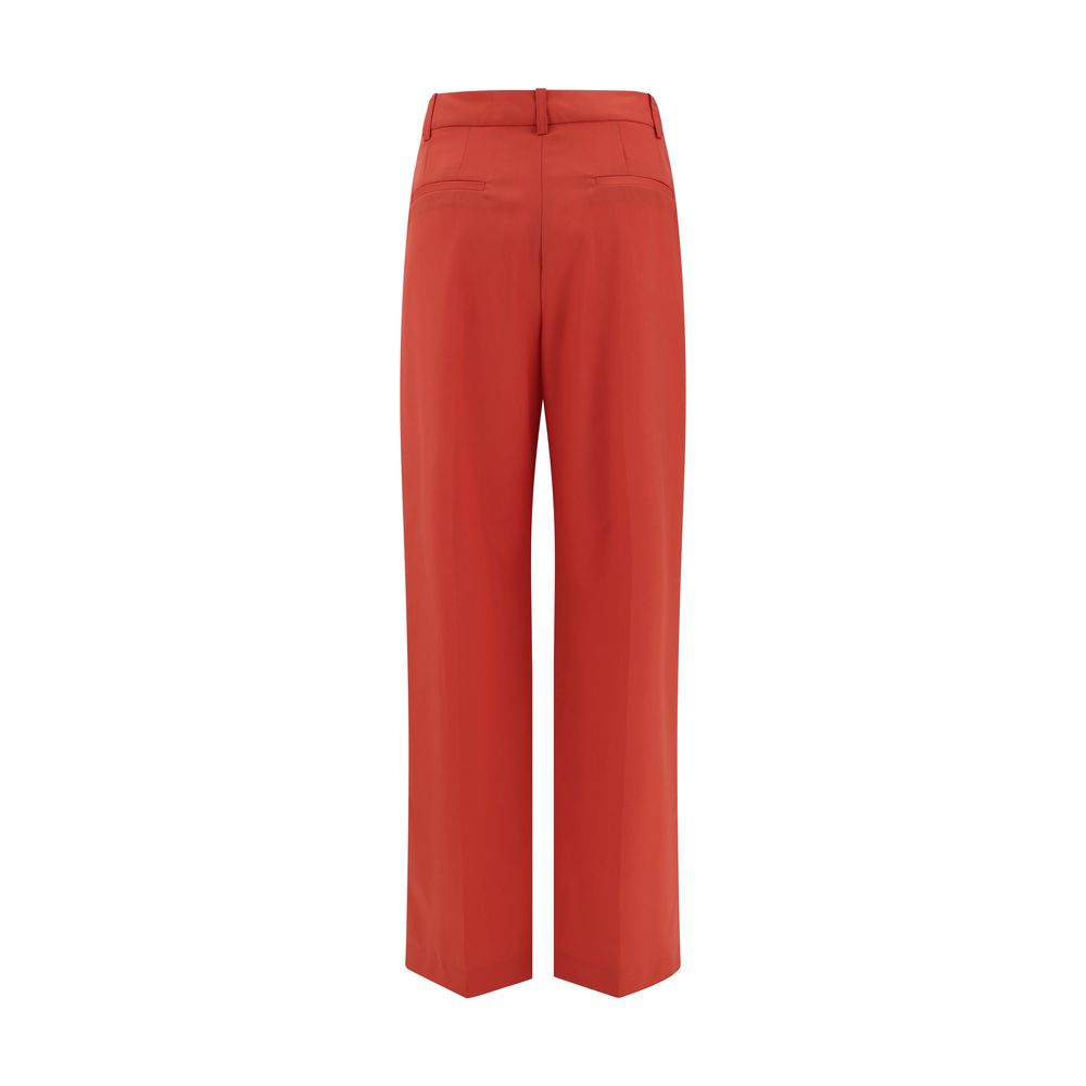 Loulou De Saison - Red Fleece Wool Flared Pants