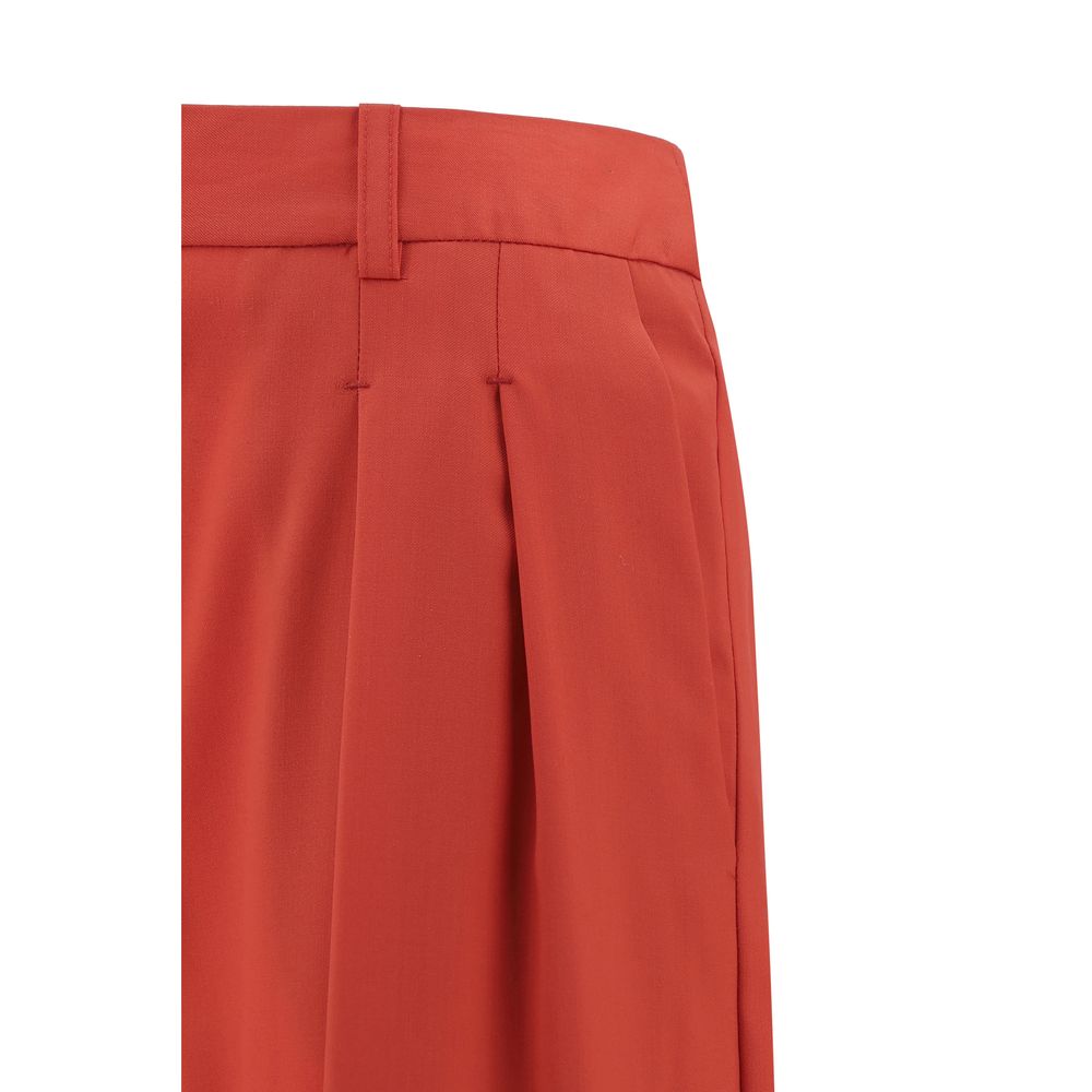 Loulou De Saison - Red Fleece Wool Flared Pants