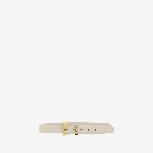 Saint Laurent – Calfskin Leather Belt with Logo Plaque