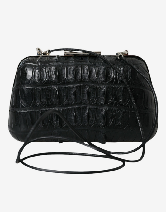 Balenciaga – Black Crocodile Leather Clutch Bag