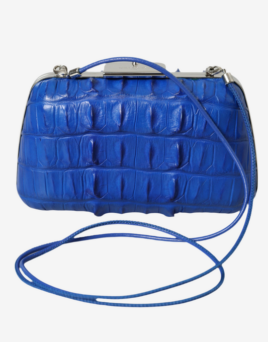 Balenciaga – Electric Blue Crocodile Clutch Bag
