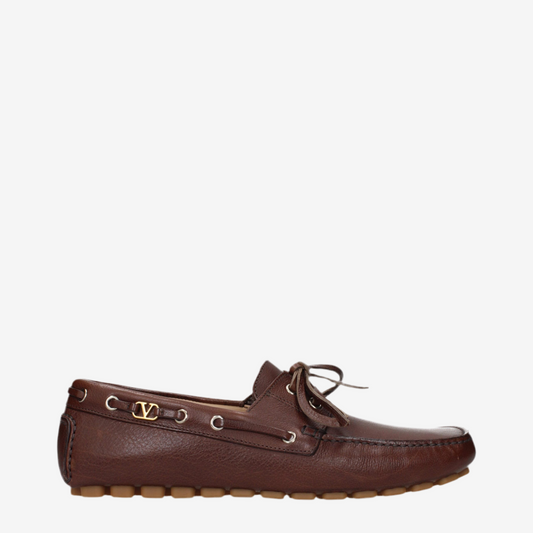 Valentino Garavani – Brown Leather Slip-On Loafers
