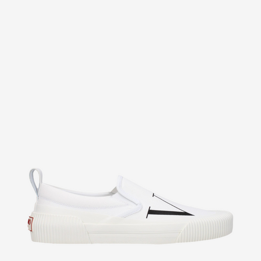 Valentino Garavani – White Fabric Slip-On Loafers