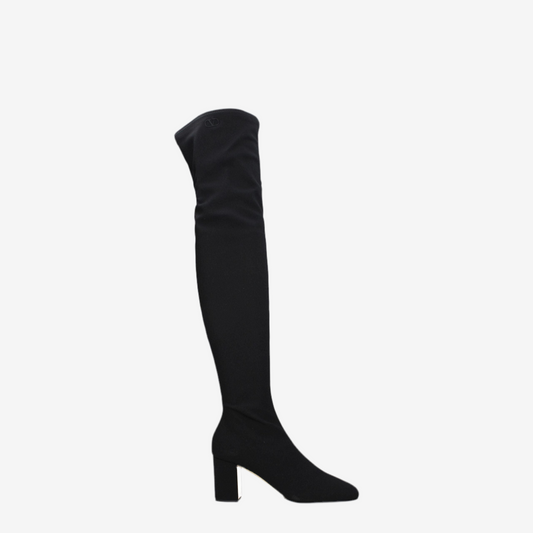 Valentino Garavani – Black Fabric Over-The-Knee Boots