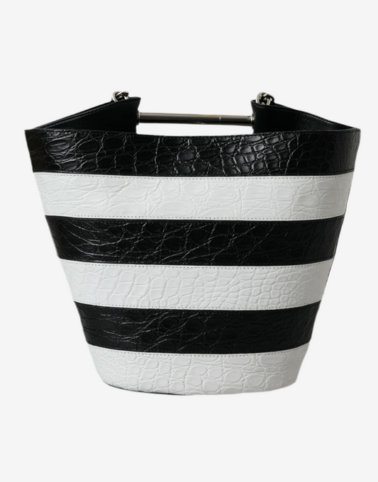 Balenciaga – Crocodile Maxi Bucket Bag Black & White